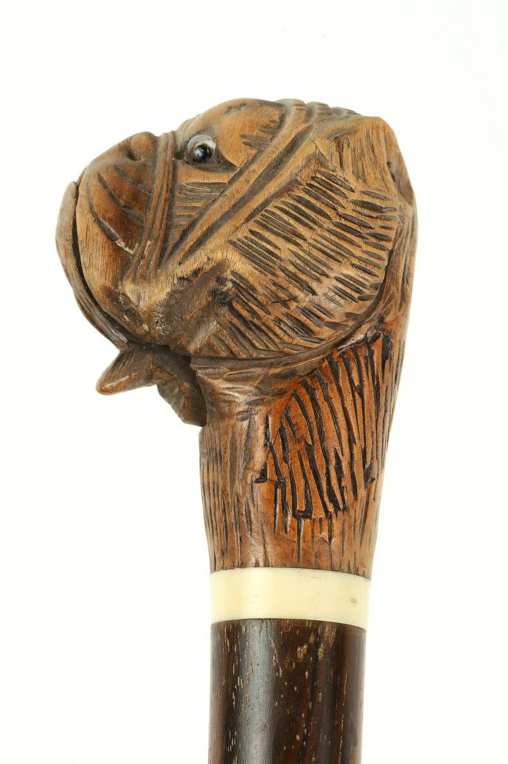 ROSEWOOD CANE with BULLDOG CARVED HANDLE (1 of 6)
