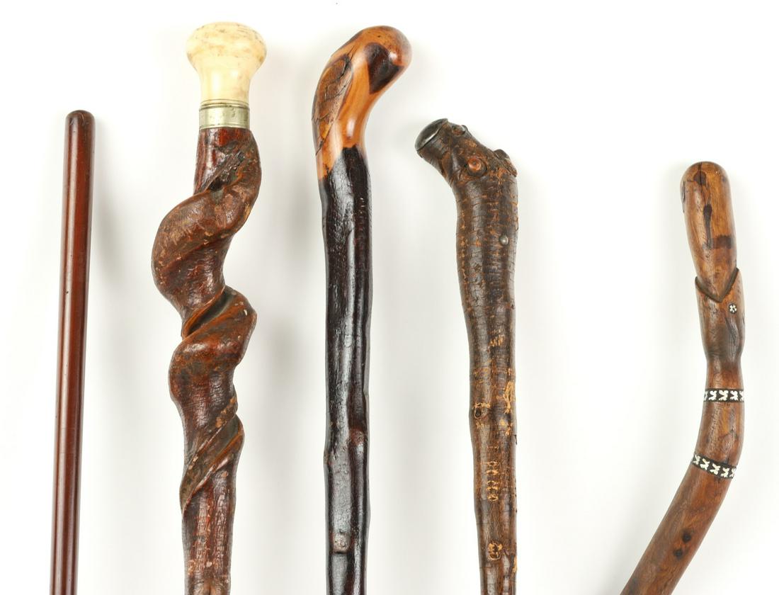 (4) ROOT & THORNWOOD CANES & a WALKING STICK (1 of 16)