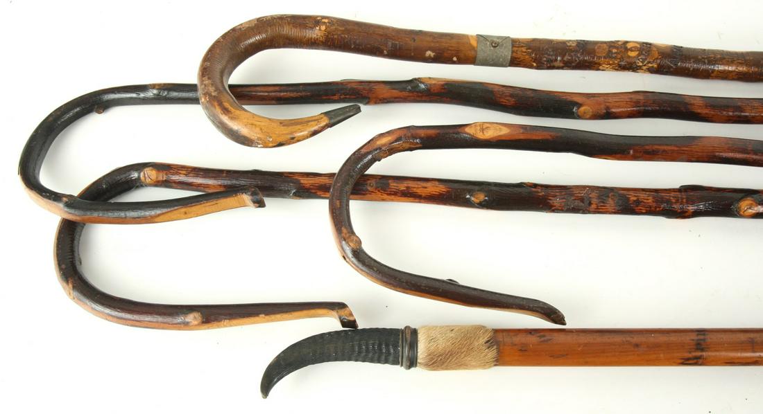 (4) HICKORY WALKING STAFFS (1 of 6)