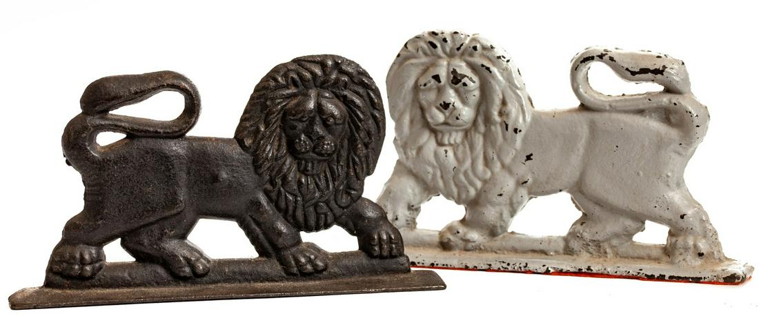 (2) SIMILAR CAST IRON DOORSTOPS: (1) Painted. 4 3/4 x 8 1/2 inches. N.B. Heritage Plantation in Sandwich, has an identical example in their collection.