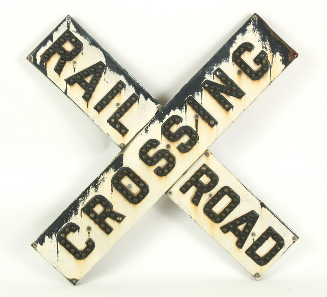 ICONIC "RAILROAD CROSSING" SIGN with CAT EYES (1 of 15)