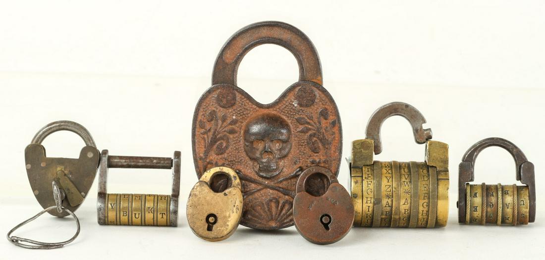 (7) 19th c. IRON AND BRASS LOCKS (1 of 19)