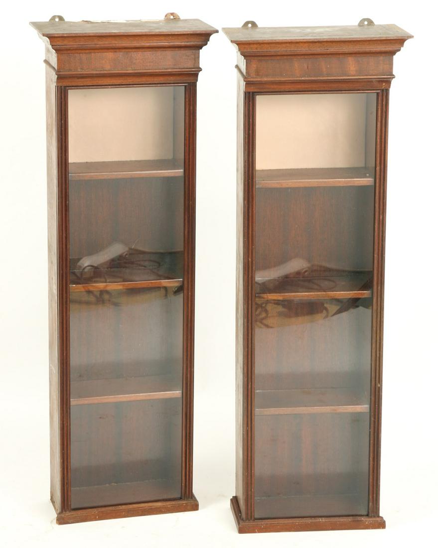 PAIR OF MAHOGANY CURIO CABINETS (1 of 10)