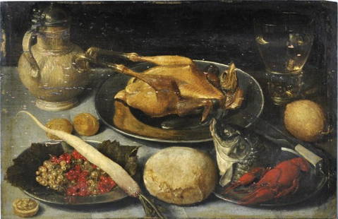 Flemish School (16th/17th century) Still life: Flemish School (16th/17th century) Still life, unsigned. Oil on panel, 12" X 18 1/2", no frame