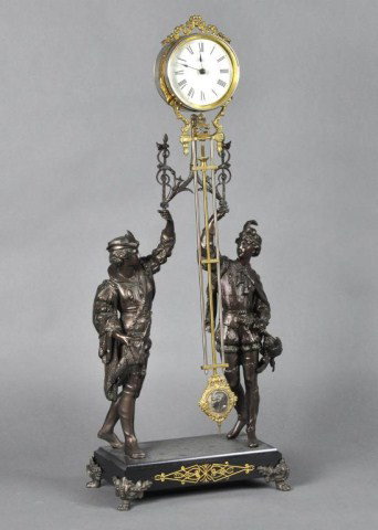 Ansonia swinger figural clock, New York: Ansonia swinger figural clock, New York. 26 1/2"h x 11"w