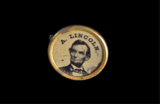 Rare 1864 ferrotype Abraham Lincoln shank button,: Rare 1864 ferrotype Abraham Lincoln shank button, inscribed "A. Lincoln", 7/16"d