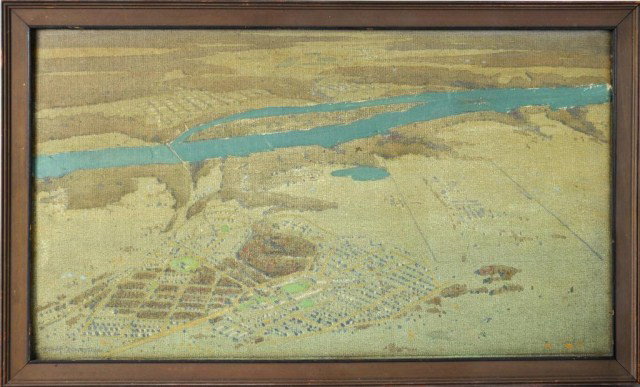 Chesley Bonestell, American (1888-1986) View from: Chesley Bonestell, American (1888-1986) View from space, signed Chesley Bonestell, L.L. Oil on canvas board, 12" X 20 1/2" framed