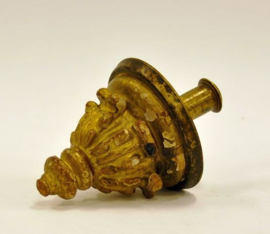 Early Continental carved and gilt sconce fragment: Early Continental carved and gilt sconce fragment with brass top candle holder. H: 7"