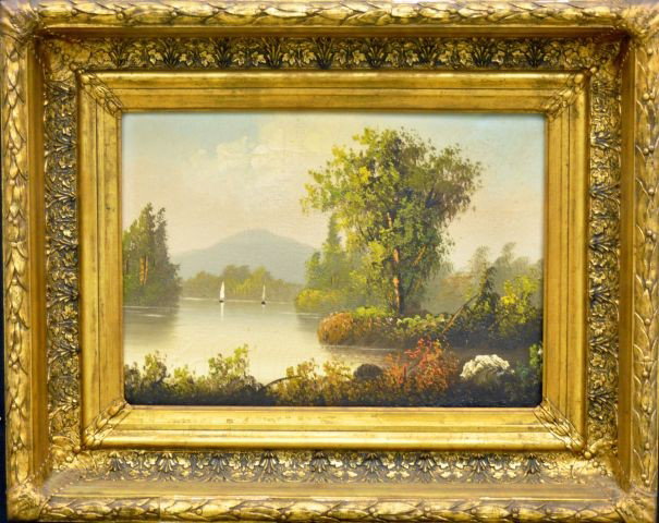 Hudson River School (19th century) Pair: Hudson River School (19th century) Pair of landscapes, unsigned. Oil on canvas, 10" X 14" framed