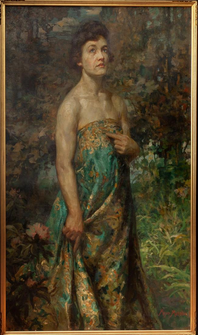 MEYER MATZKIN (1880-1976) "Exotic Garden": "Exotic Garden" oil on canvas. 59 x 36 inches (overall)