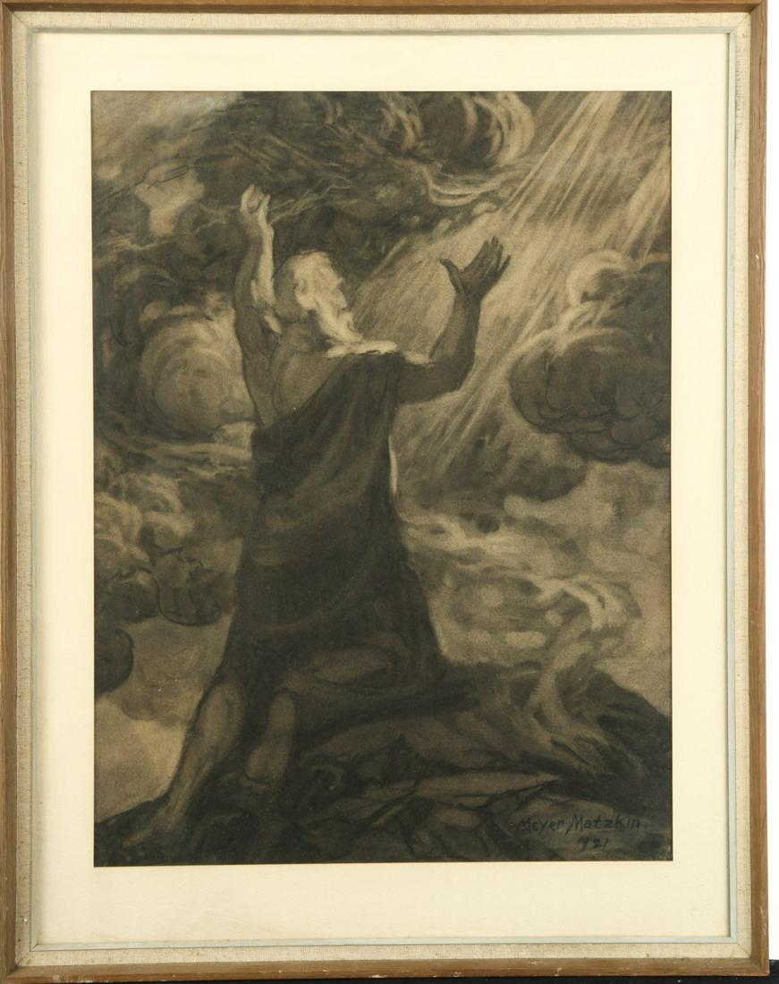 MEYER MATZKIN (1880-1976) "Romanticism Study": "Romanticism Study" charcoal on paper 30 1/8 x 23 5/8 inches. signed and dated 1921. framed