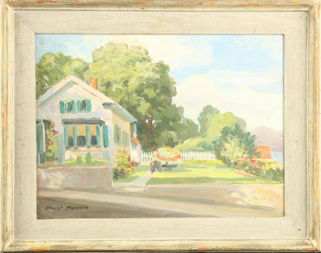 MEYER MATZKIN (1880-1976) "Summer Landscape": "Summer Landscape" oil on board 15 3/4 x 20 inches (overall) framed