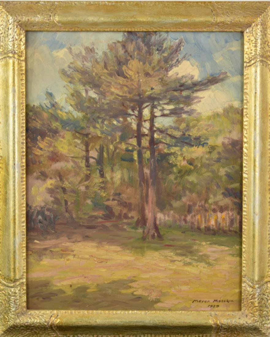 MEYER MATZKIN (1880-1976) "Edge of the Forest": "Edge of the Forest" oil on canvas board 21 x 17 inches. Presented in a custom frame