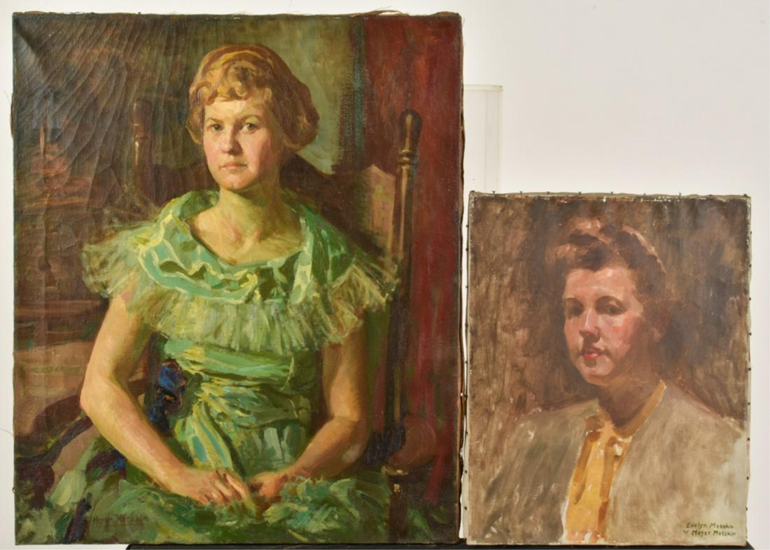 MEYER MATZKIN (1880-1976) "Evelyn": "Evelyn Matzkin" and a Second Seated Woman. oil on canvas 30 x 25 inches (and under)