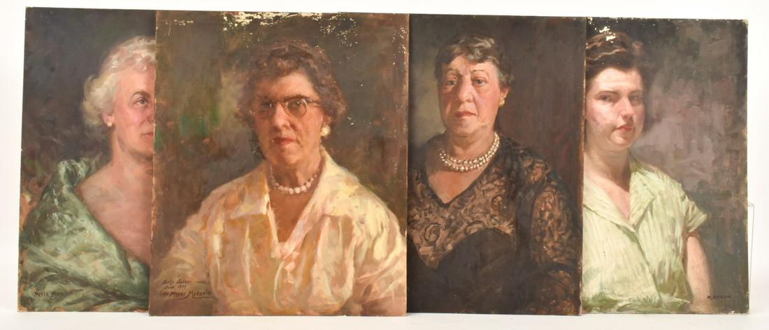 MEYER MATZKIN (1880-1976) Four Works: "Sally Seder" , "Evelyn Martzkin", "Esther" and "Mrs. Wood" oil on canvas board 24 x 20 inches.