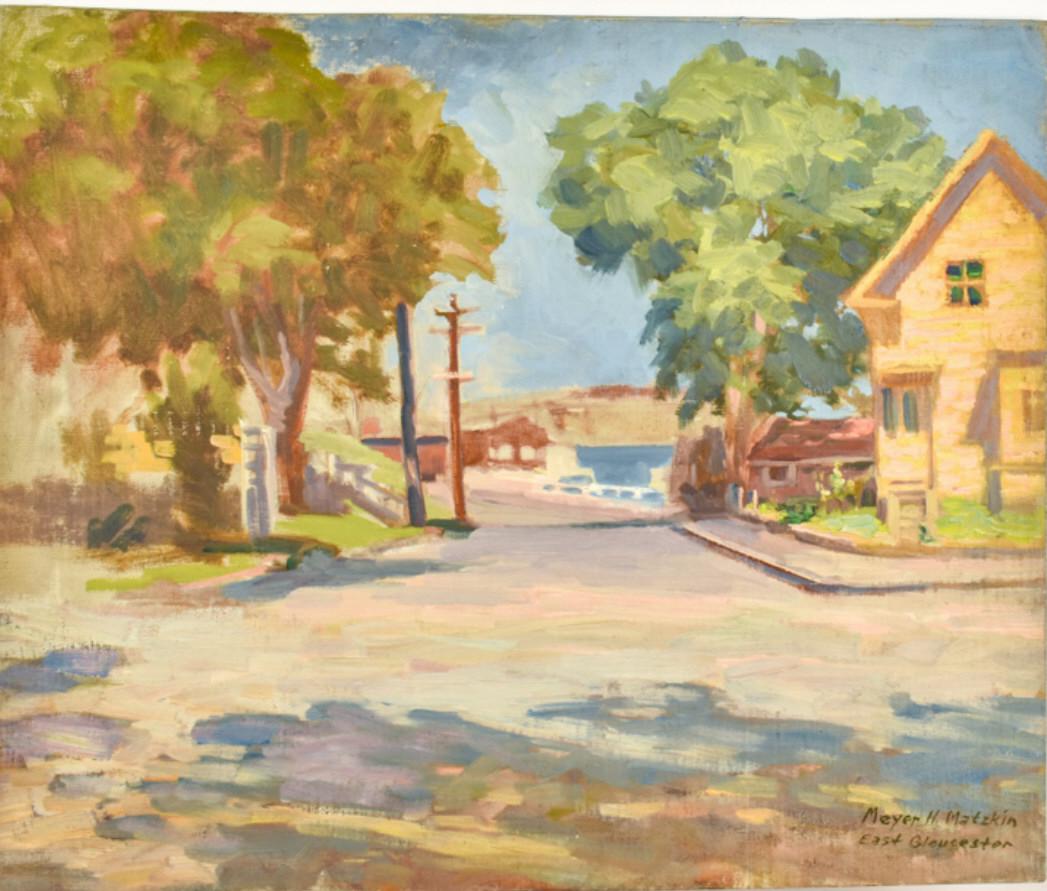 MEYER MATZKIN (1880-1976) "East Gloucester": "Sketch of East Gloucester" oil on canvas laid to Masonite 20 x 24 inches. signed