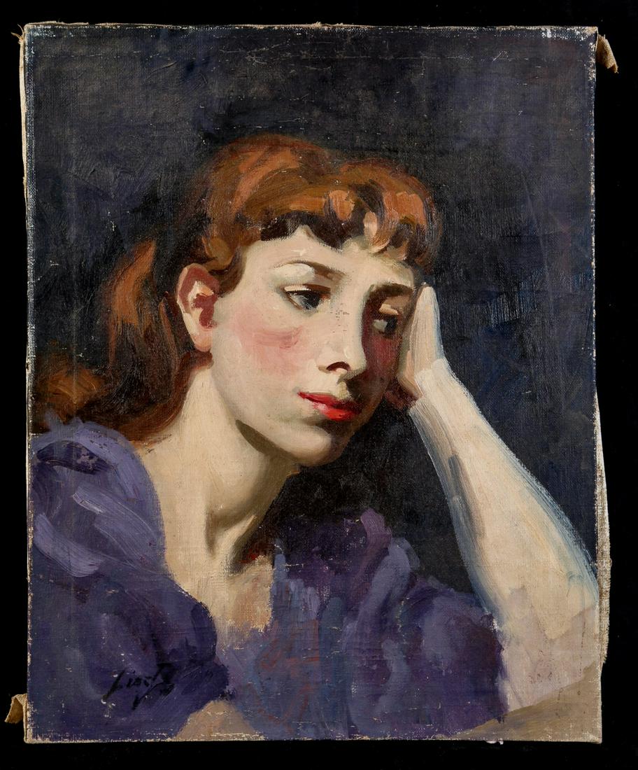 MARIA LISZT (1902-1992) Portrait of a Young Woman: Oil on canvas 20 x 16 inches. signed