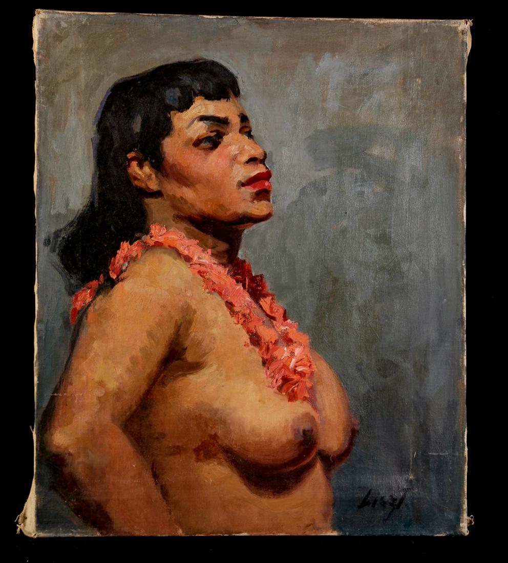 MARIA LISZT (1902-1992) "The Polynesian": Oil on Canvas 24 x 20 inches. signed