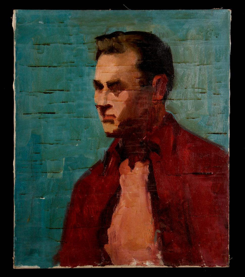 MARIA LISZT (1902-1992) "Portrait of a Young Man": Oil on Canvas 24 x 20 inches. estate stamp