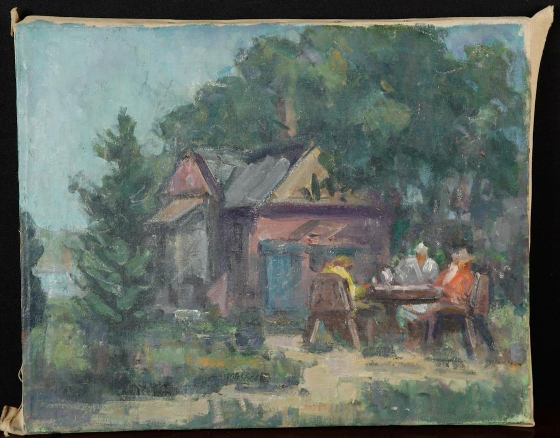 MARIA LISZT (1902-1992) "Carl Nordstrom's Studio": "Ipswich, Mass" Oil on canvas 16 x 20 inches. signed and titled verso