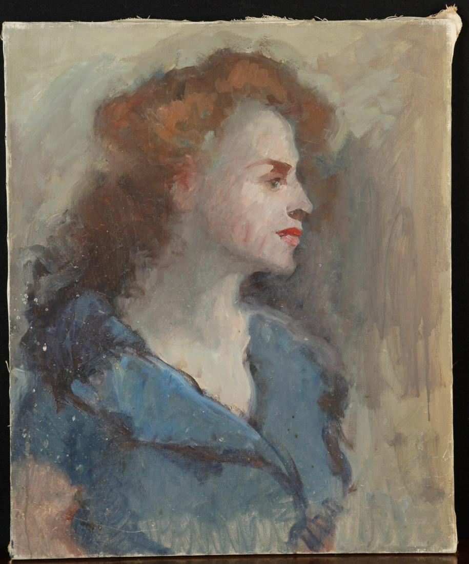 MARIA LISZT (1902-1992) Portrait of a Young Woman: Oil on canvas 24 x 20 inches. Estate stamp