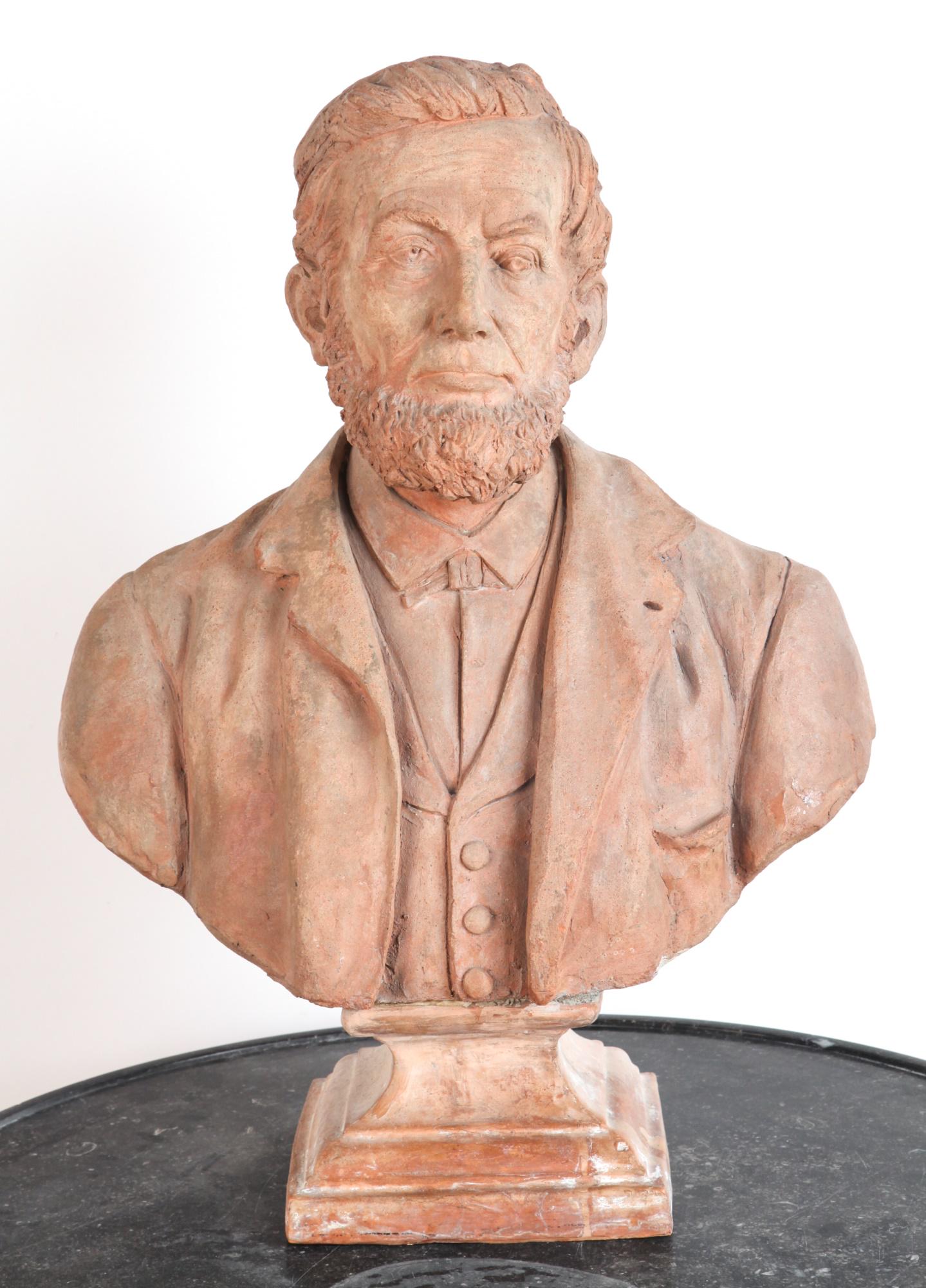 (Early 20th c) TERRACOTTA  BUST of ABRAHAM LINCOLN (1 of 12)