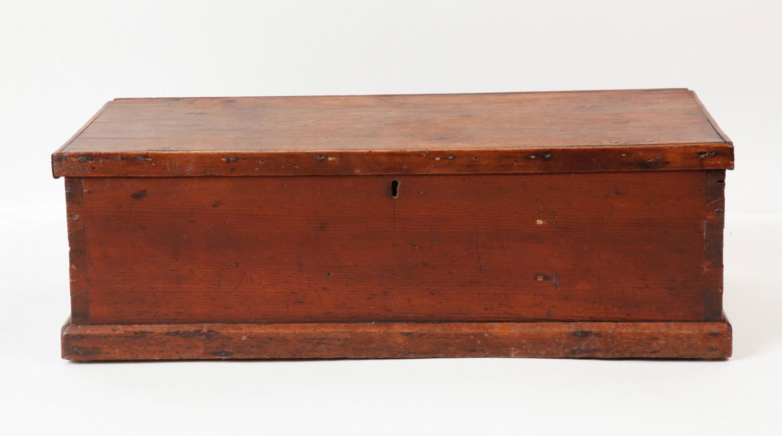 DOVETAILED PINE BOX with HINGED MAHOGANY LID (1 of 14)