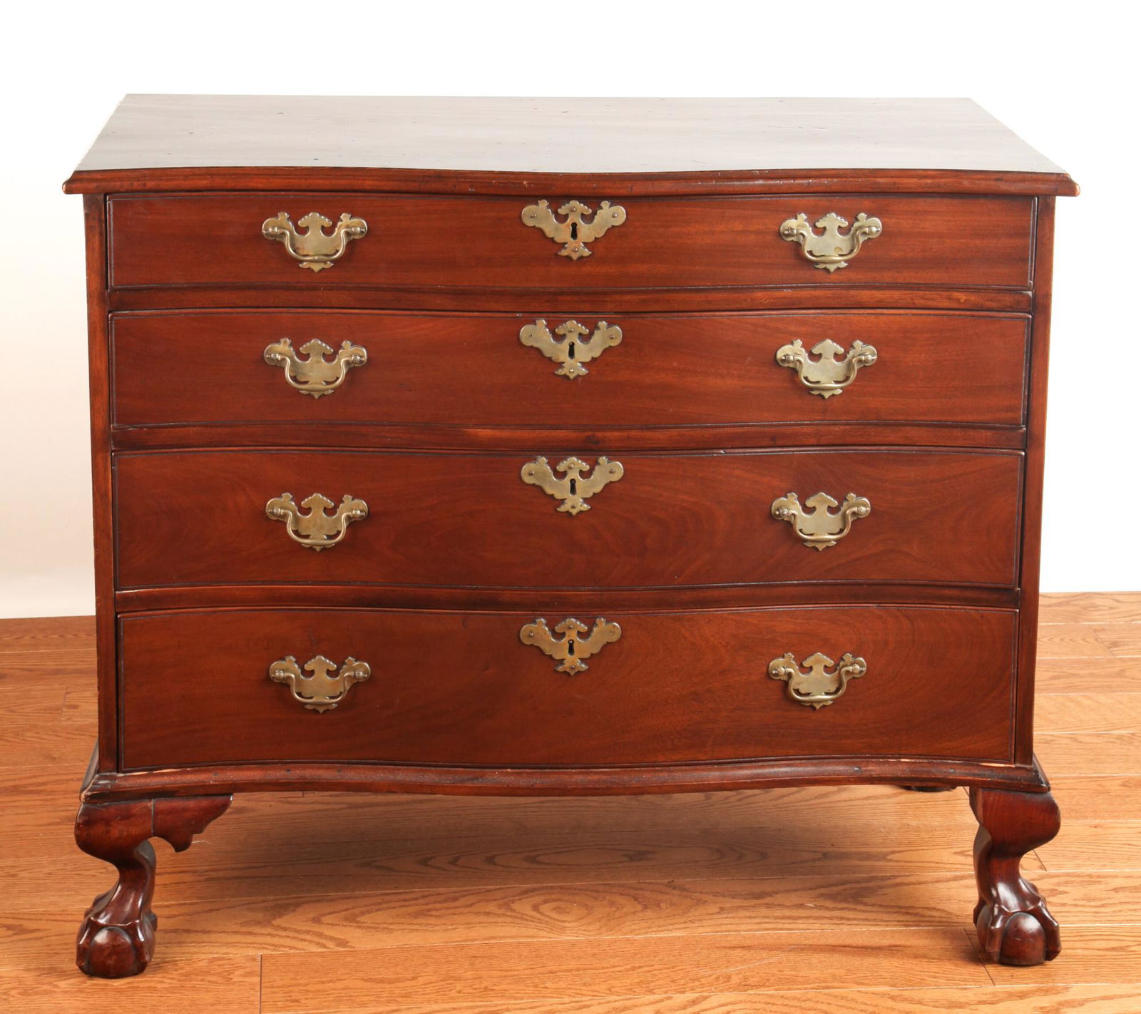 CHIPPENDALE SERPENTINE FRONT CHEST OF DRAWERS (1 of 11)