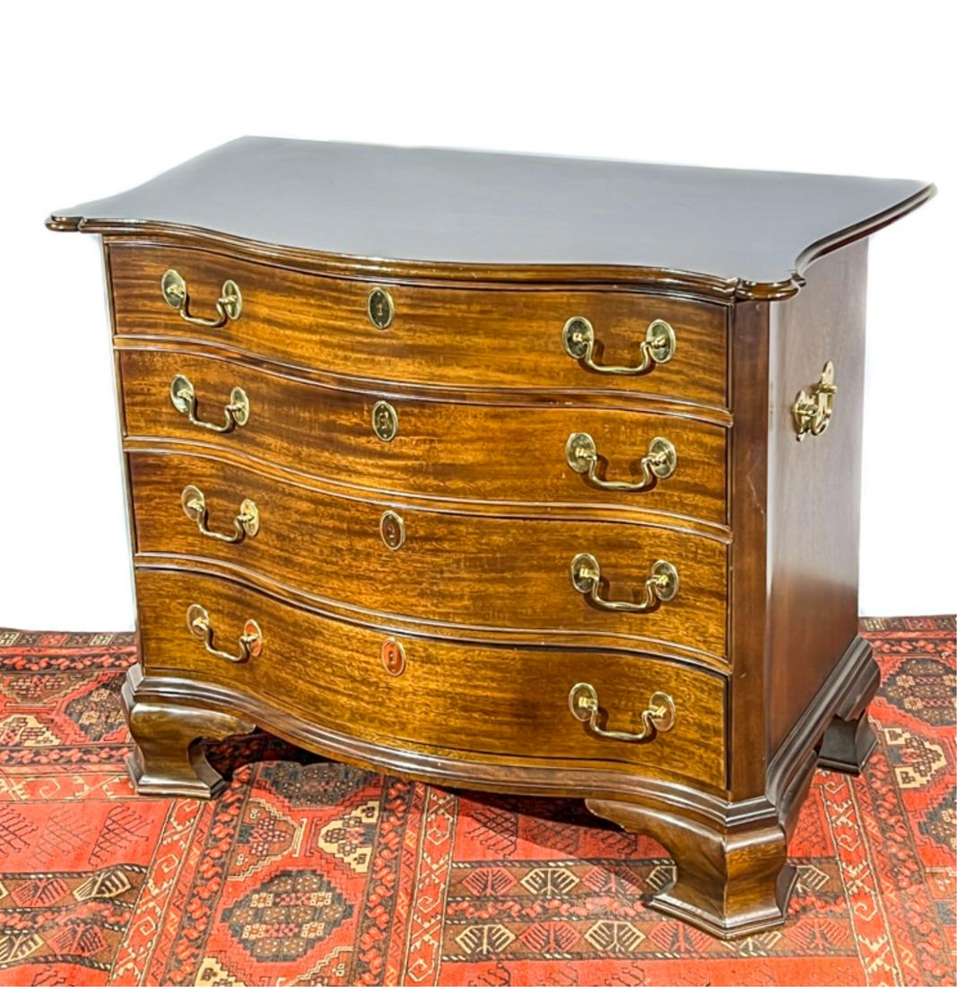 CUSTOM SERPENTINE MAHOGANY CHEST w OGEE FEET (1 of 11)