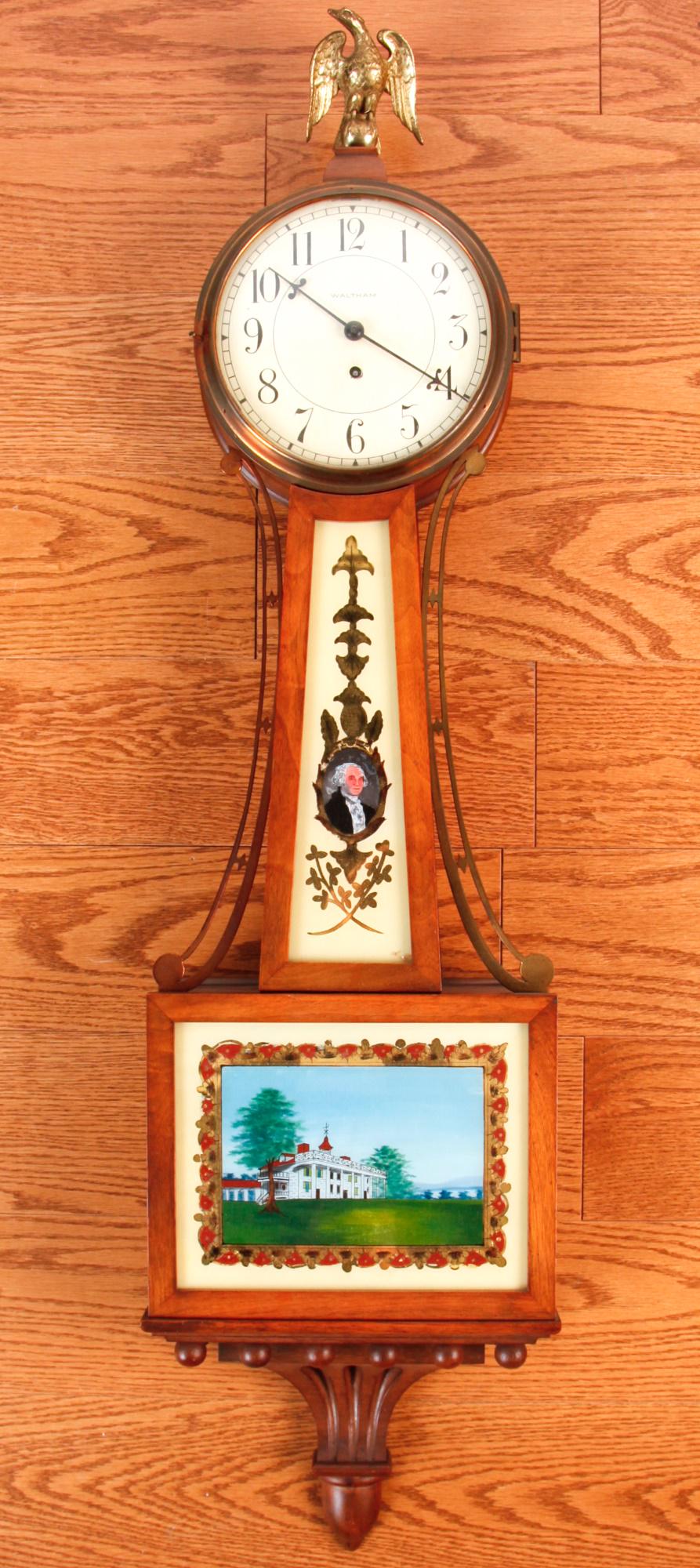 PATRIOTIC WALTHAM BANJO CLOCK with WASHINGTON (1 of 14)