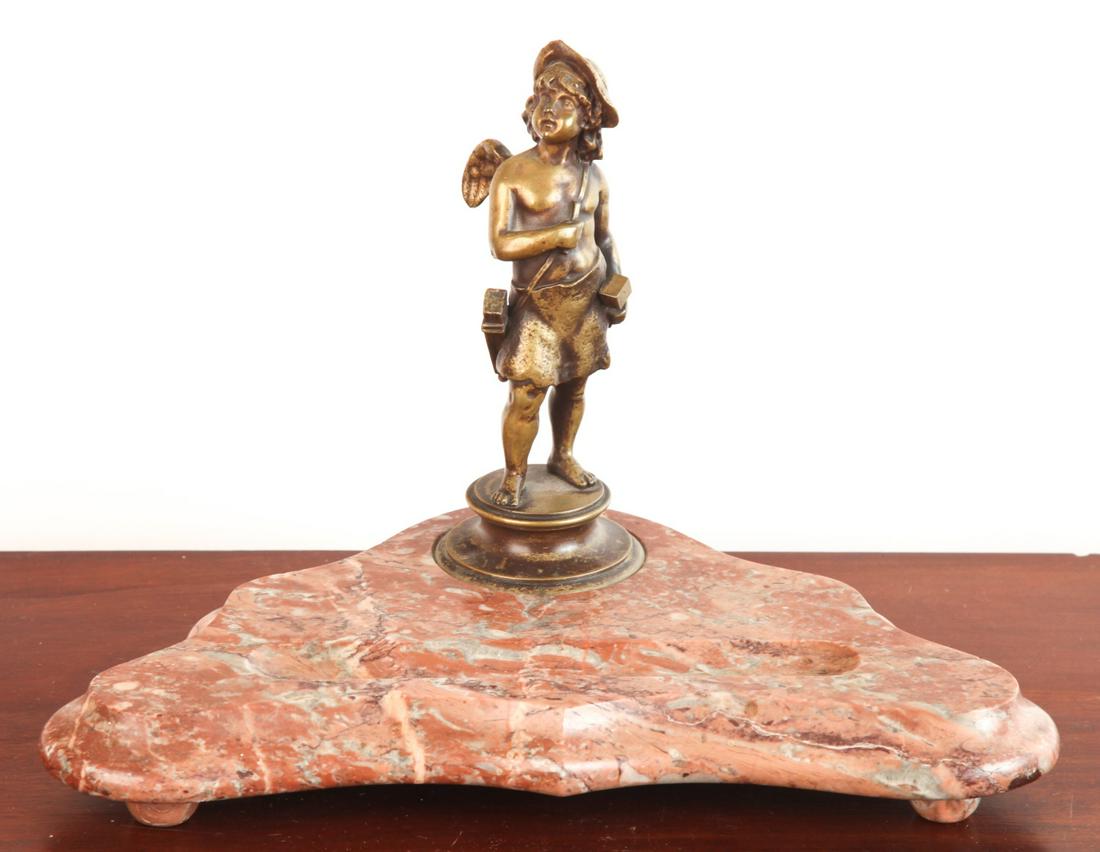 CONTINENTAL FIGURAL BRONZE and MARBLE PEN STAND (1 of 11)