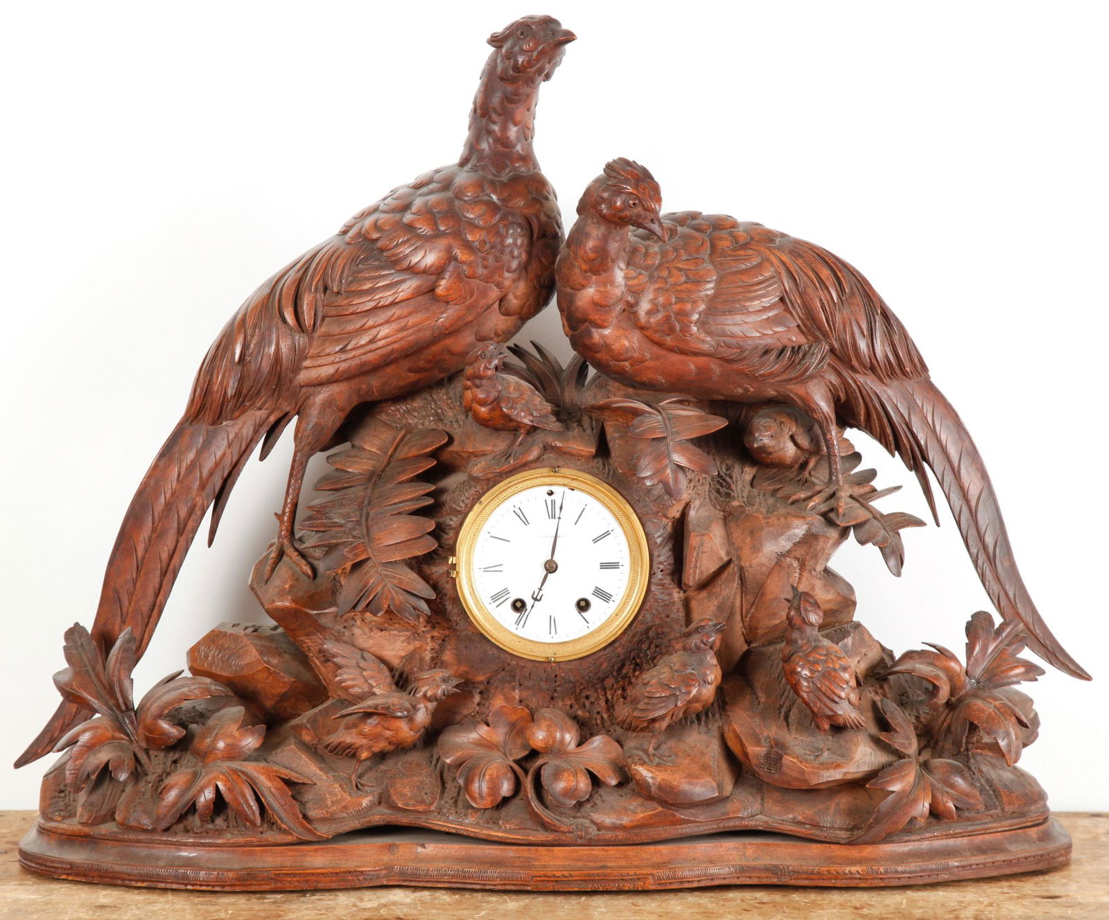 IMPRESSIVE BLACK FOREST MANTEL CLOCK (1 of 19)
