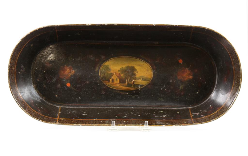 TOLE BREAD TRAY PAINTED with a RURAL VIGNETTE (1 of 8)