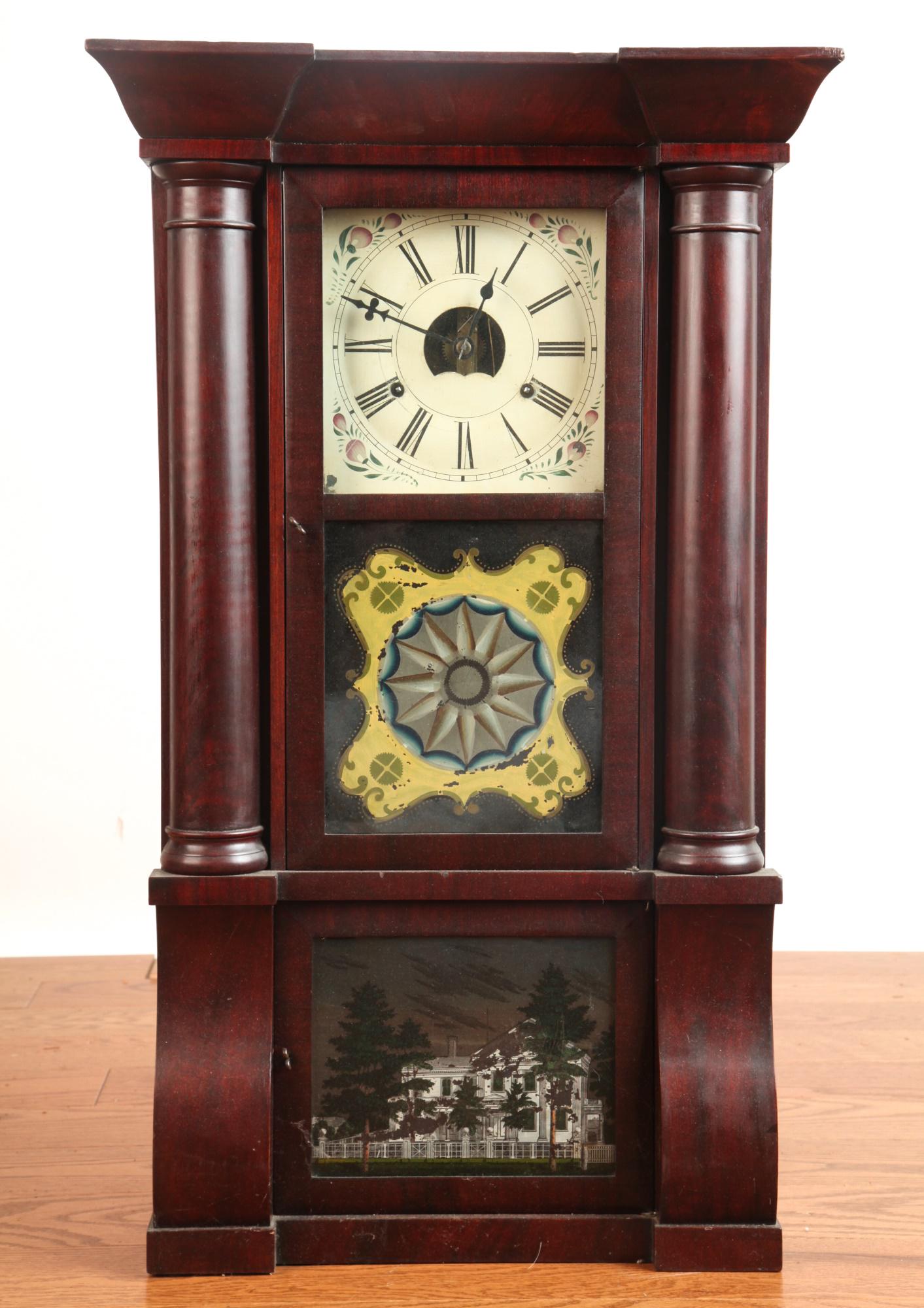 AMERICAN CLASSICAL MAHOGANY 8 DAY SHELF CLOCK (1 of 13)