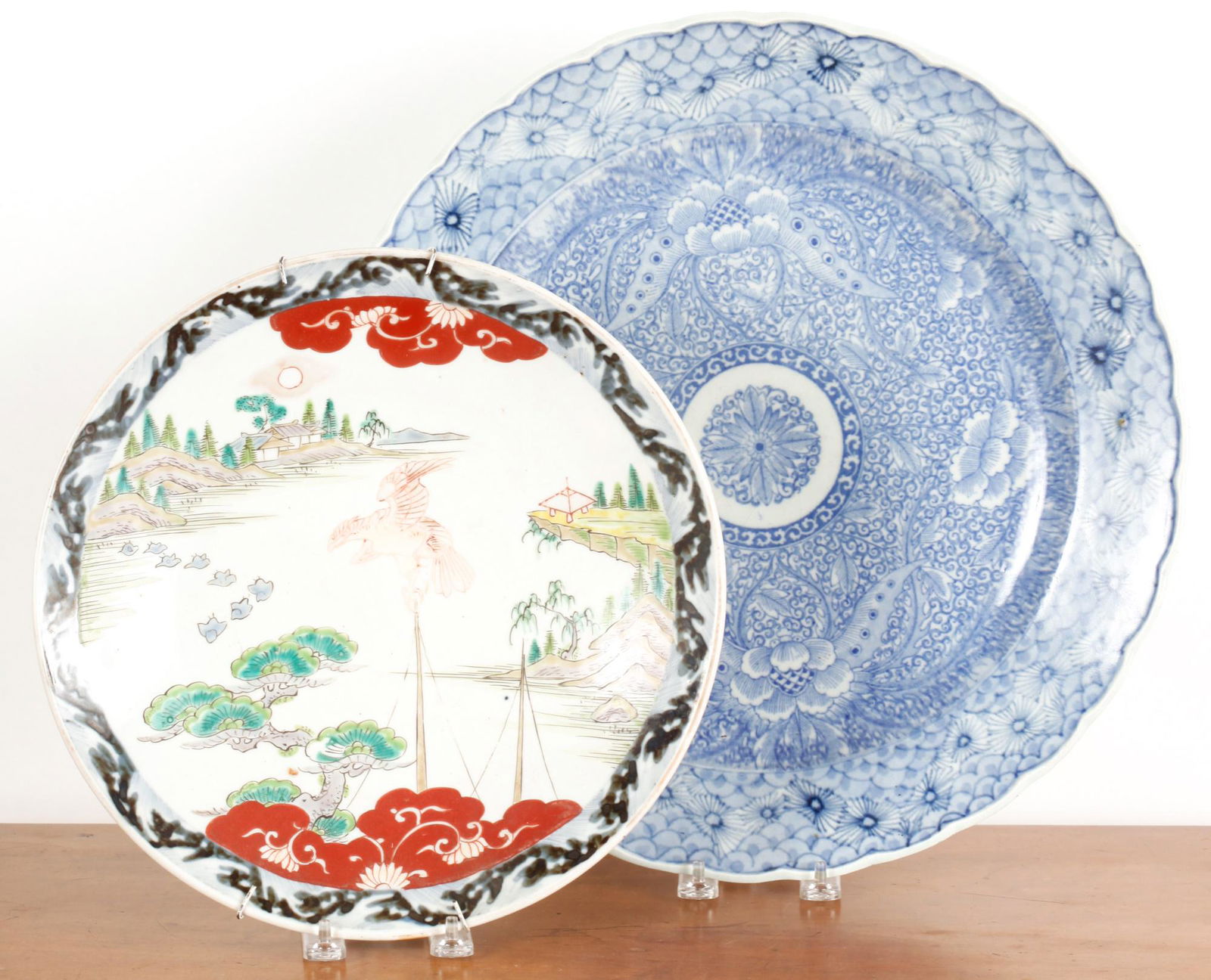 (19th c) ASIAN PORCELAIN CHARGER and LOW BOWL (1 of 20)