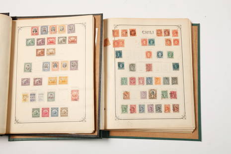 EARLY POSTAGE STAMPS of CENTRAL & SOUTH AMERICA: (2) Albums include some of the earliest examples from: Argentina, Brazil, Chili, Colombia, Antigua, Ecuador, Haiti, Honduras, Mexico. Nicaragua, Panama, Paraguay, Peru, Salvador,