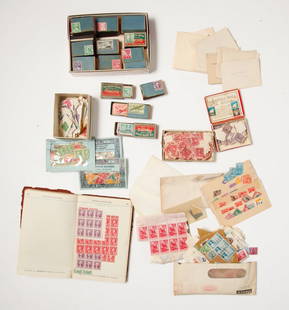 LARGE GROUP OF CANCELLED AMERICAN POSTAGE STAMPS: See photographs. Together with a make-do scrap book with both foreign and domestic.