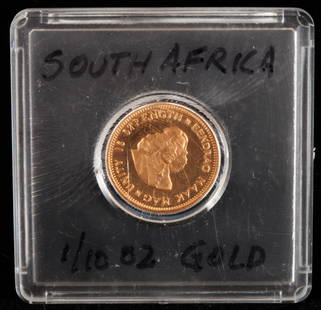 1973 SOUTH AFRICAN 1/10 OUNCE GOLD PIECE: See photographs