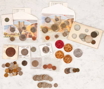 SPANISH REALS, REPUBLIC OF CHINA H-NAN COINS etc.: 1721 Spanish, Madrid 2 Real, worn example, (3) Canadian mint sets, Polish coins, tokens etc.