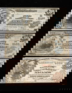 SERIES 1891 & (2) SERIES 1902 LARGE BANK NOTES: May 4, 1891 James Garfield, March 7, 1919 William McKinley and March 7, 1919 Hugh McCulloch.