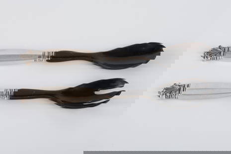 GEORG JENSEN STERLING SILVER & HORN CAVIER SET: 6 1/2 inches