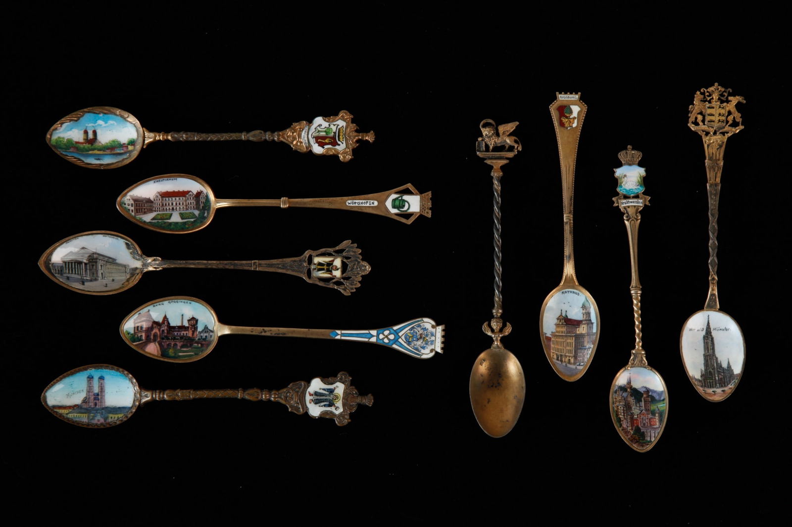 (8) GERMAN ENAMELED VERMILE SOUVENIER SPOONS (1 of 18)