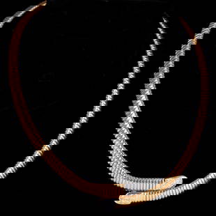 18K OMEGA NECKLACE w PAVE DIAMONDS: Approx. 16 inches. Diamonds set in white gold. 34.51 dwt total weight of necklace.