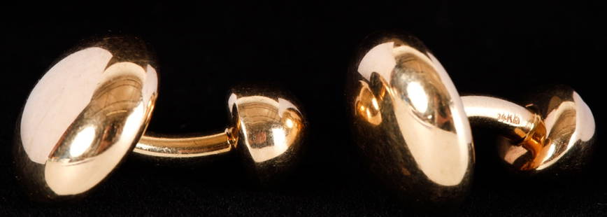 PAIR 14K YELLOW GOLD CUFFLINKS: 7.65 dwt.