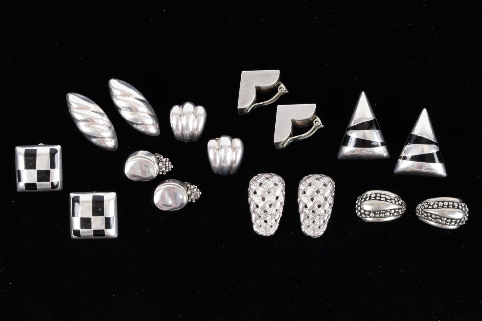 GROUPING OF (8) PAIR OF STERLING SILVER EARRINGS (1 of 8)