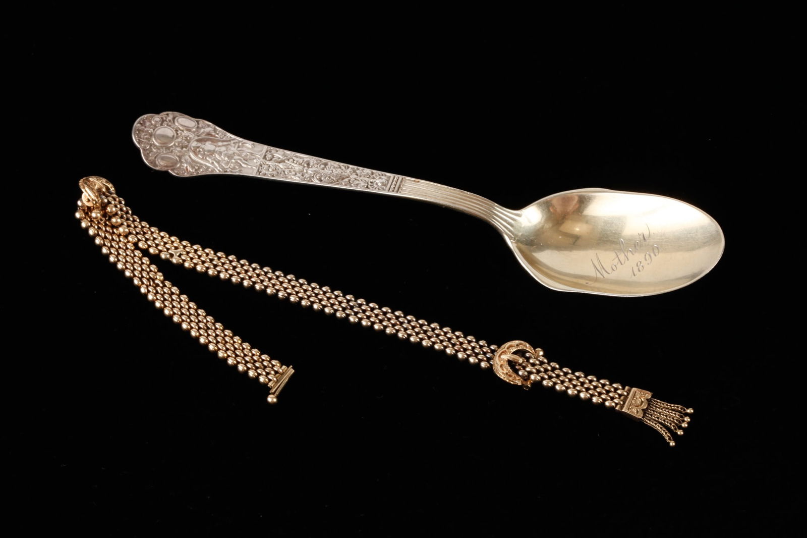 INTERESTING 14k GOLD "Belt"  BRACELET & a SPOON (1 of 15)