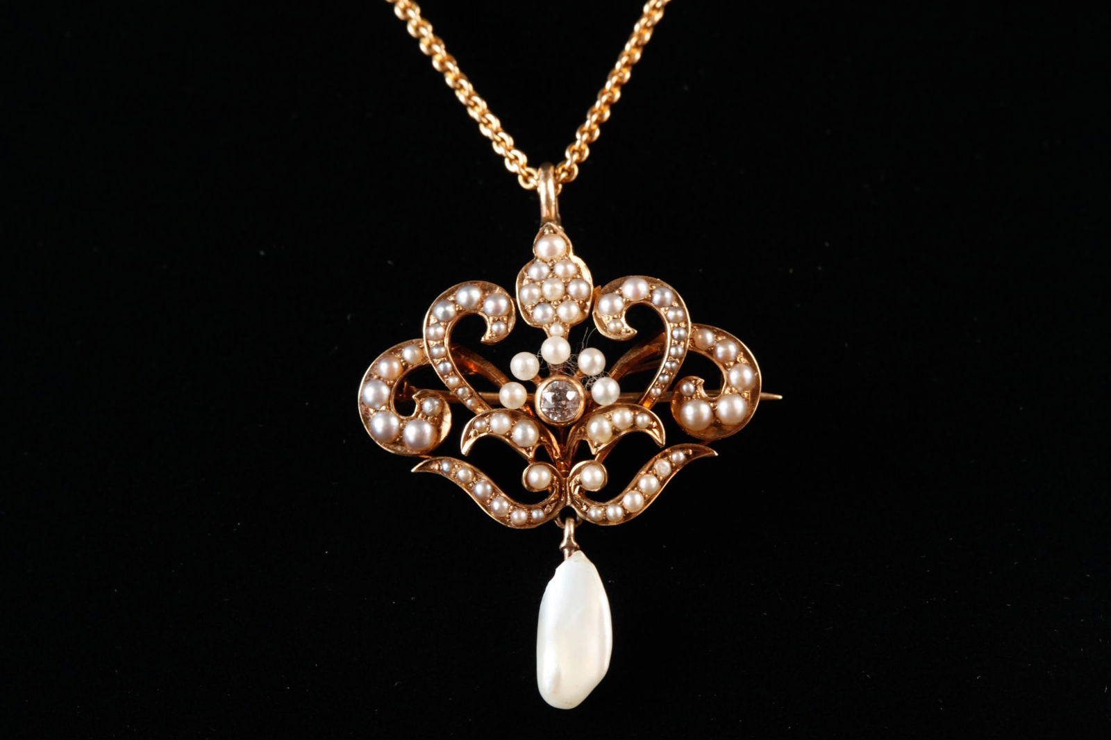 VICTORIAN 18k GOLD (tested) BROOCH / PENDENT (1 of 8)