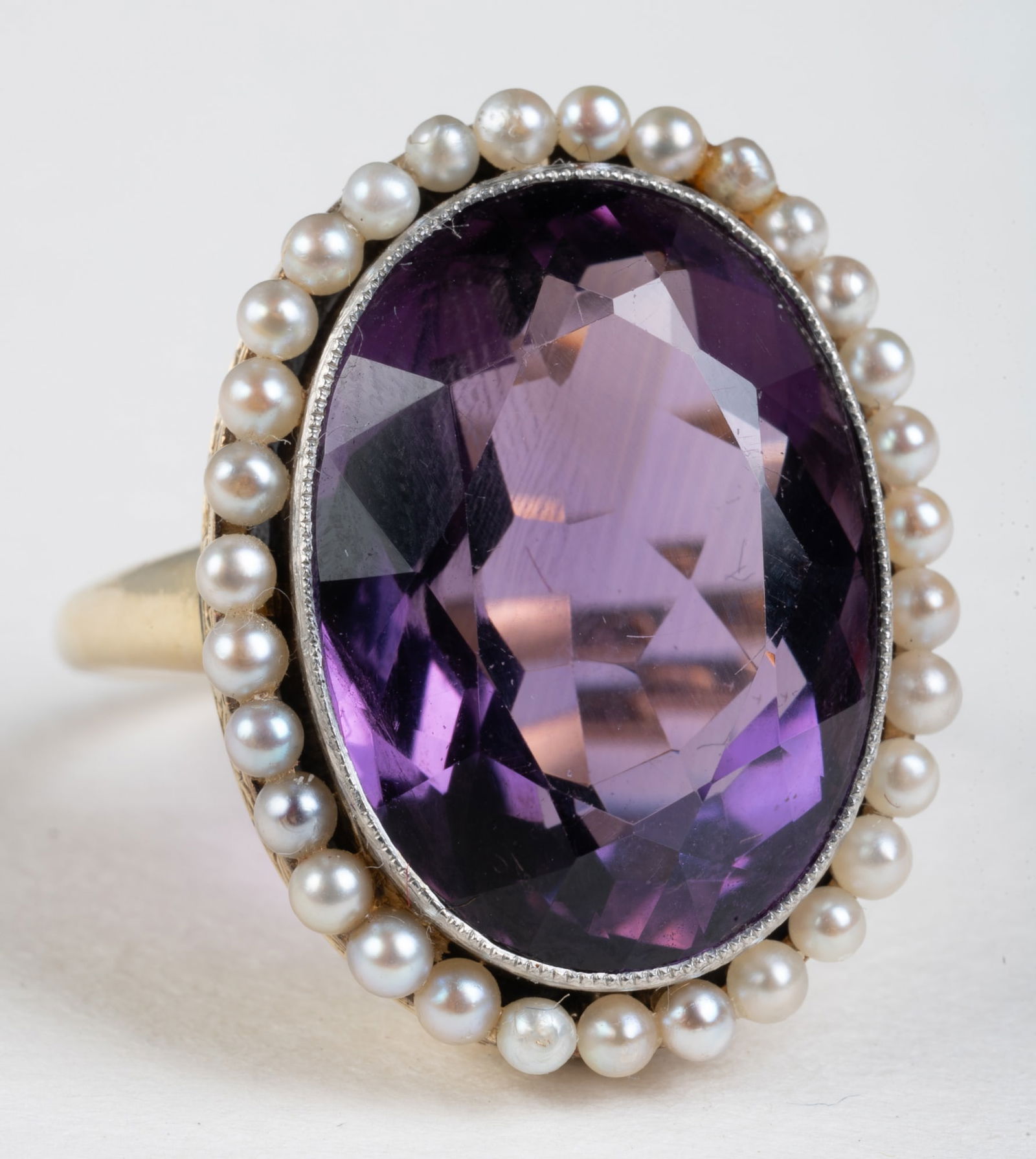 14k GOLD COCKTAIL RING with AMETHYST & SEED PEARLS (1 of 7)