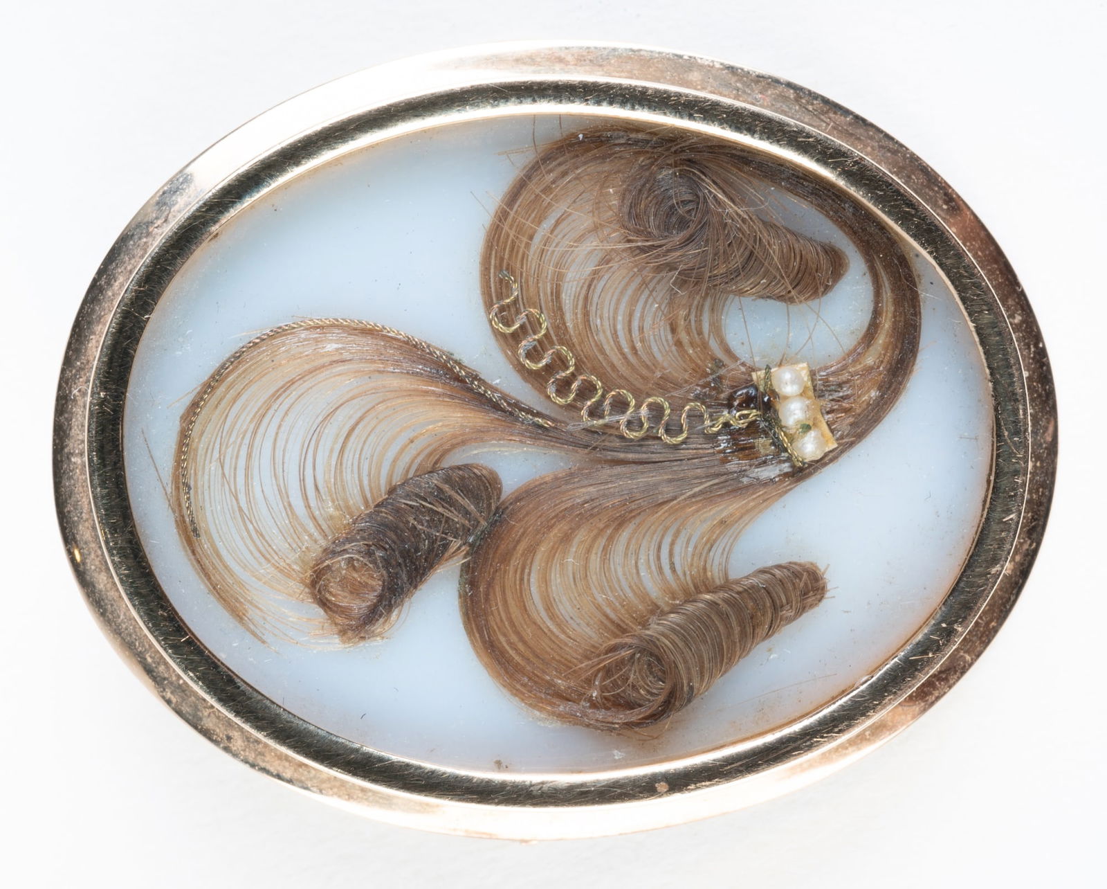 VICTORIAN 14K GOLD BROOCH SET with LOCK of HAIR (1 of 5)