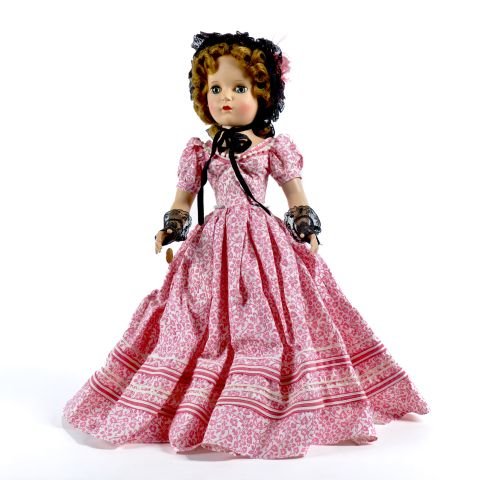 18" hard plastic - Fashion Award Medal doll ,: black hat rose print pink dress , black lace gloves - beautiful doll